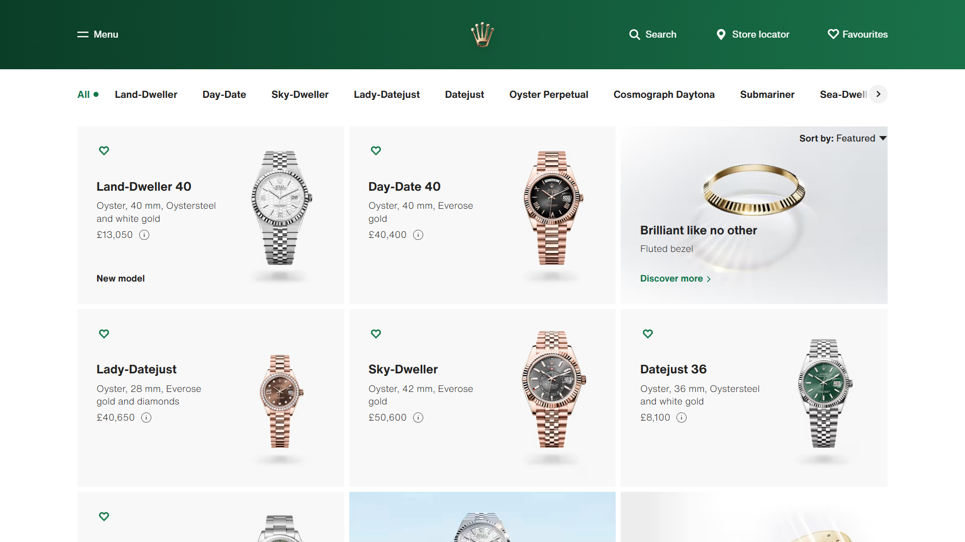 Rolex watches product list. 