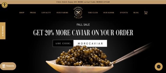 imperia caviar price example.