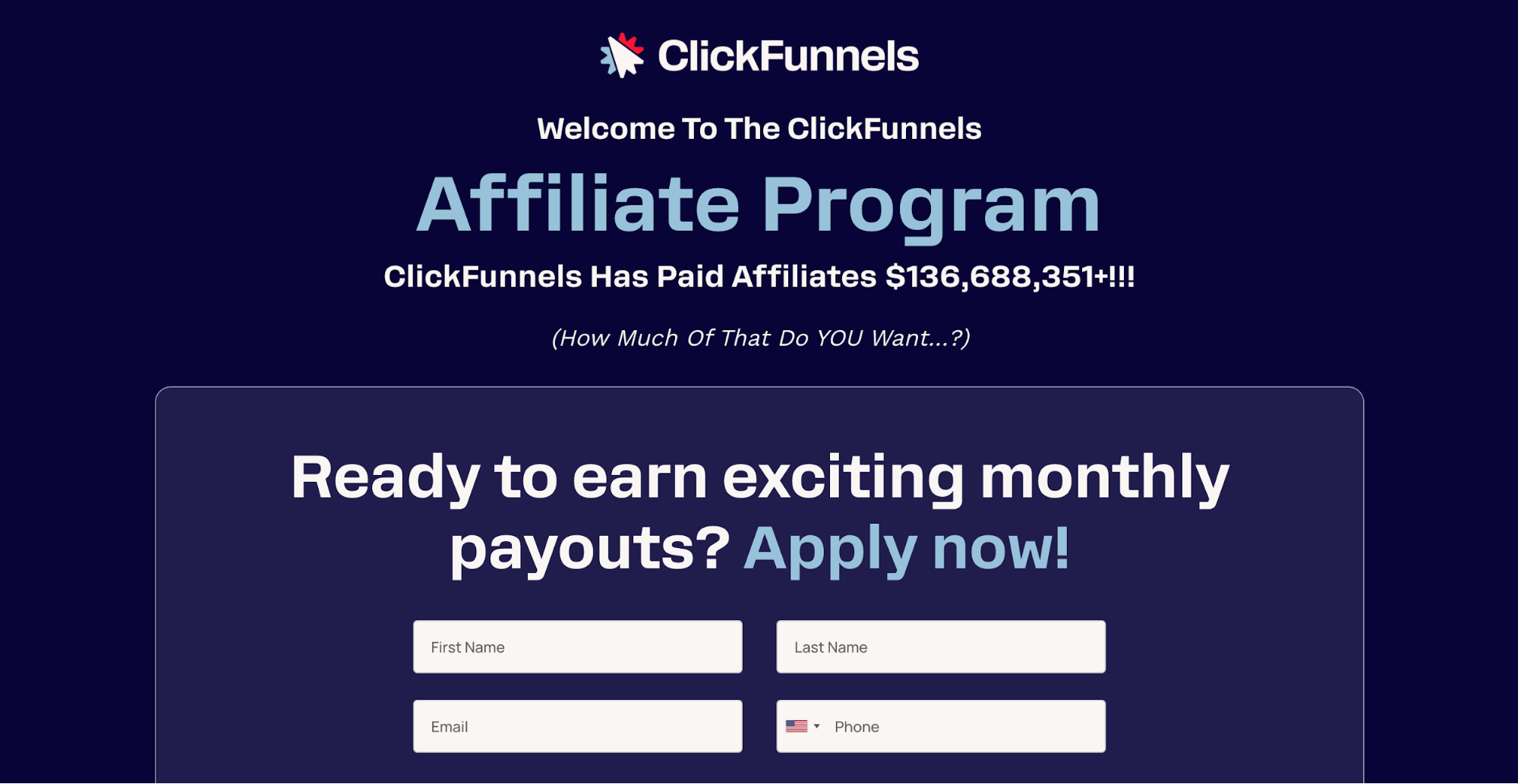 ClickFunnels affiliate landing page.