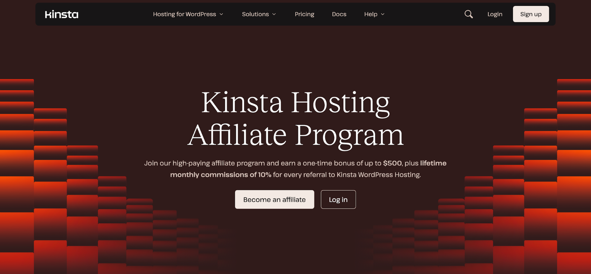 Kinsta affiliate landing page. 