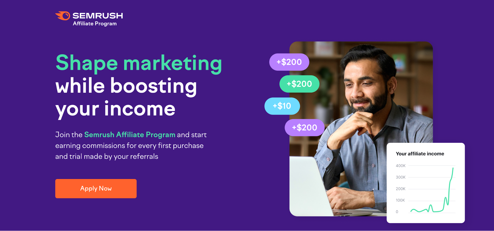 Semrush affiliate landing page.