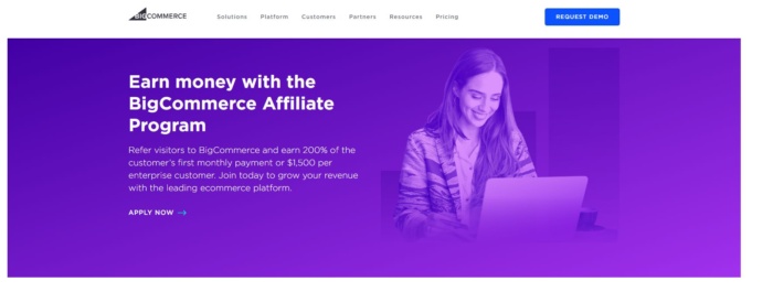 BigCommerce's affiliate marketing page