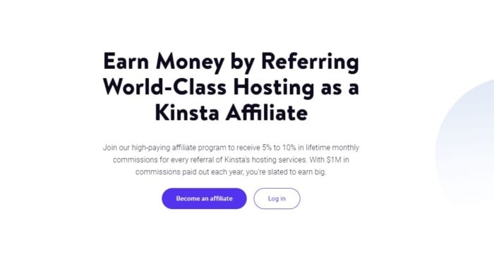  Kinsta's affiliate marketing page
