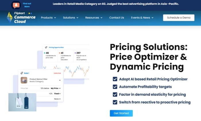 Flipkart commerce cloud dynamic pricing AI tool homepage screenshot artificial intelligence for AI