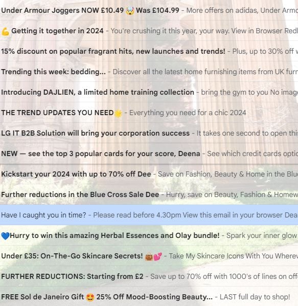 email subject lines screenshot FOMO marketing