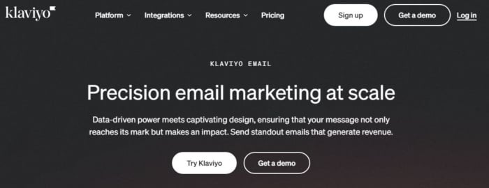 اسکرین شات صفحه اصلی Klaviyo Klaviyo vs Mailchimp