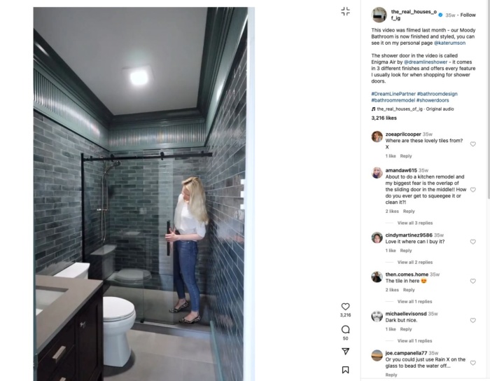 Instagram post from interior designer. 