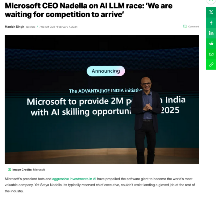 An article about Microsoft in the AI LLM race.