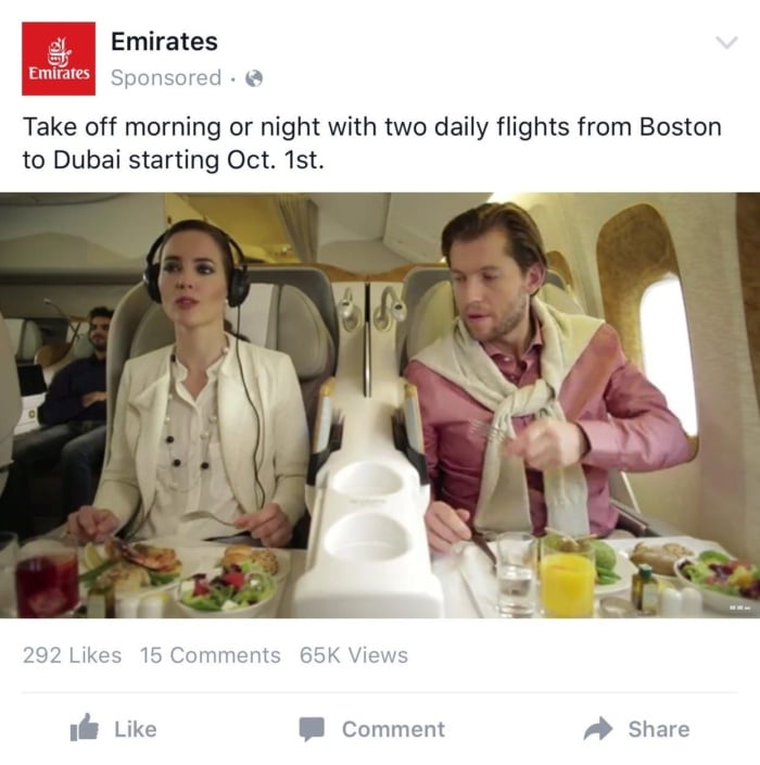 Emirates social media post. 