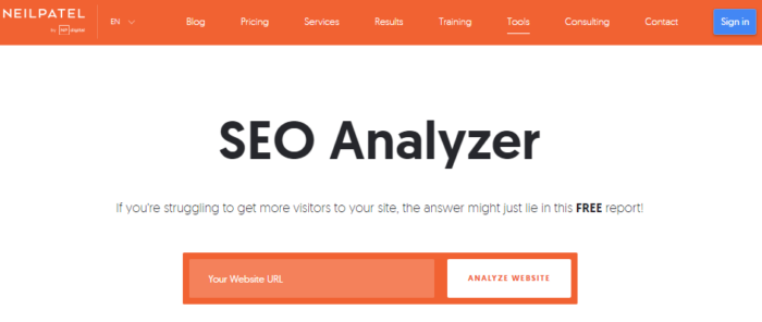 The SEO Analyzer homepage