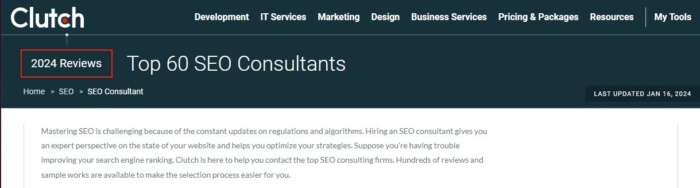Clutch SEO consultant online directory screenshot SEO consultant