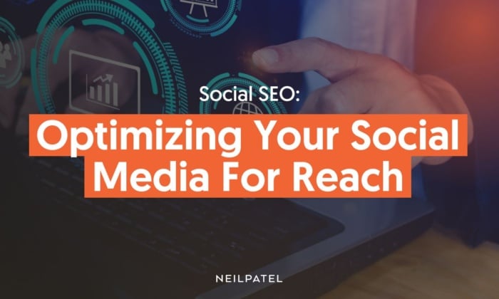 A graphic saying "Social SEO: Optimizing Your Social Media For Search