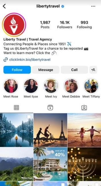 Liberty travel instagram page. 