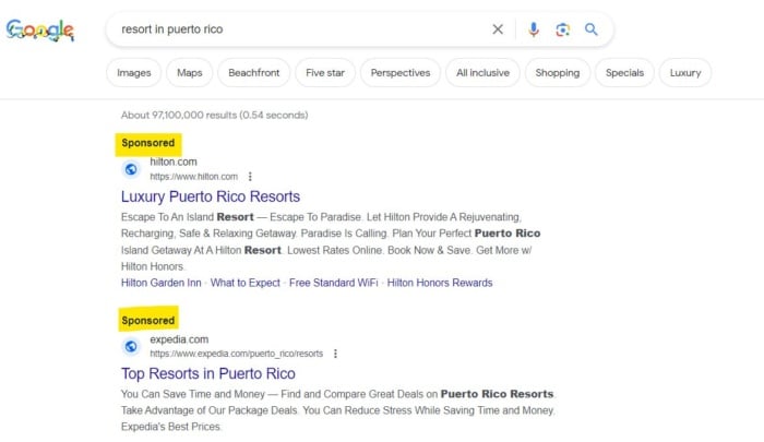 Resort in puerto rico google results. 