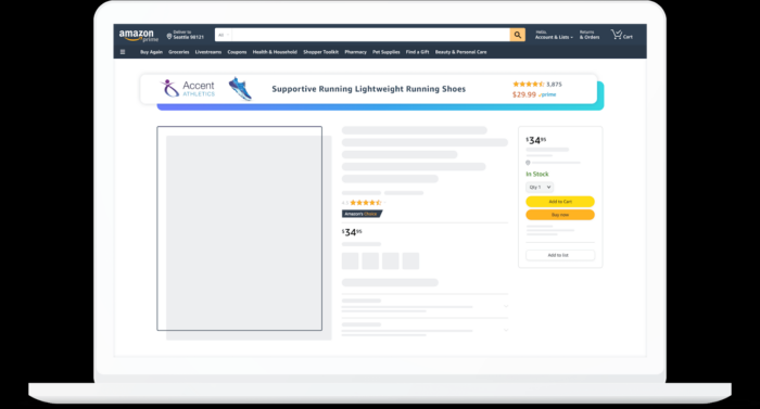 mock-up of a product ad for Amazon