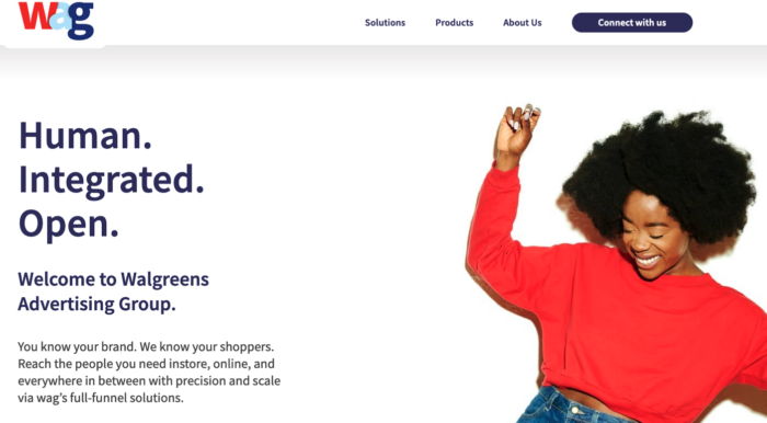 landing page for Walgreens Advertising Group
