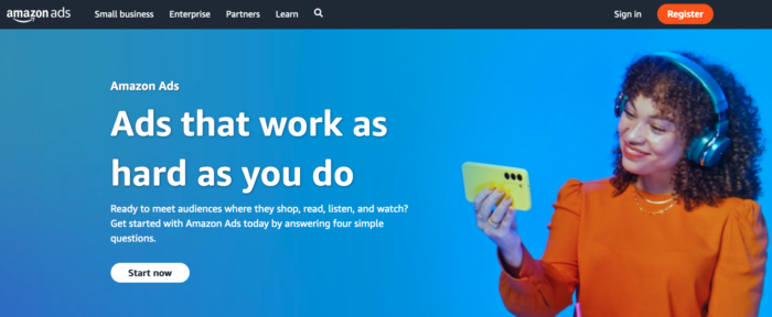 landing page for Amazon Ads retail network