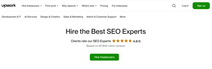 Screenshot of Upwork search results for SEO Experts