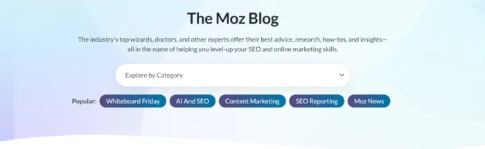 Screenshot showing the search bar from The Moz Blog’s homepage