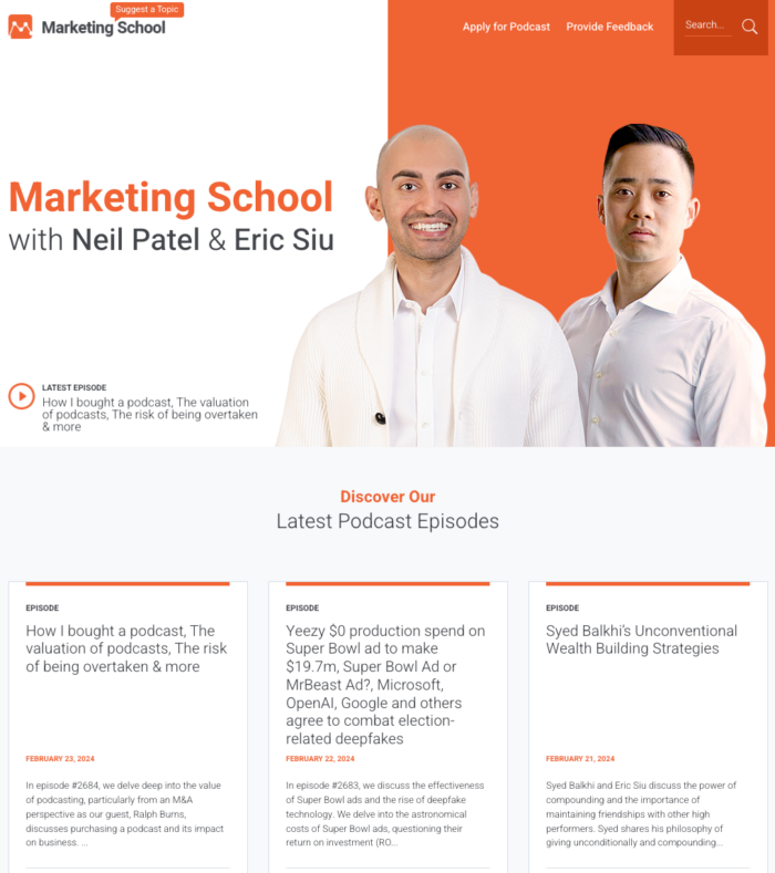 Neil Patel's Marketing School Podcast
