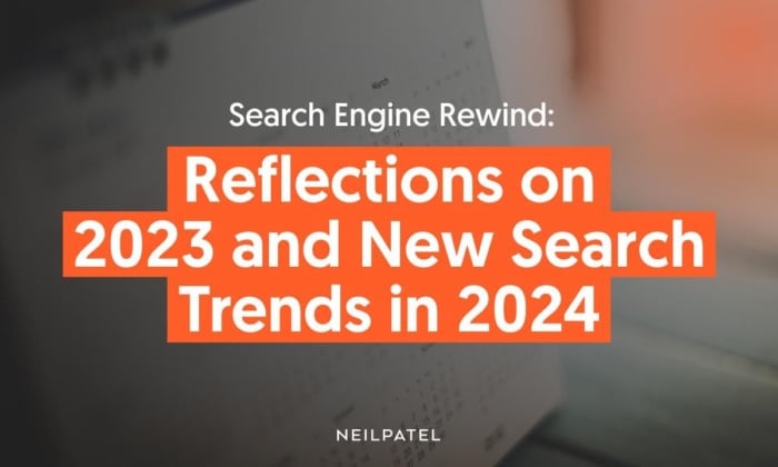 A graphic that says "Search Engine Rewind: Reflections on 2023 and New Search Trends in 2024."