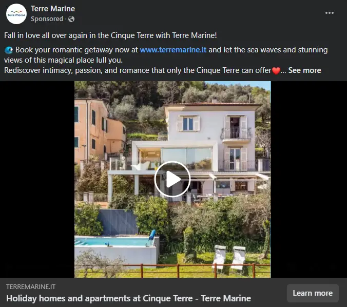 sponsored FB ad example hotel marketing