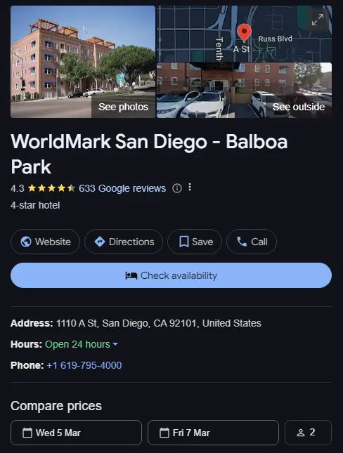 hotel Google Business Profile example hotel marketing