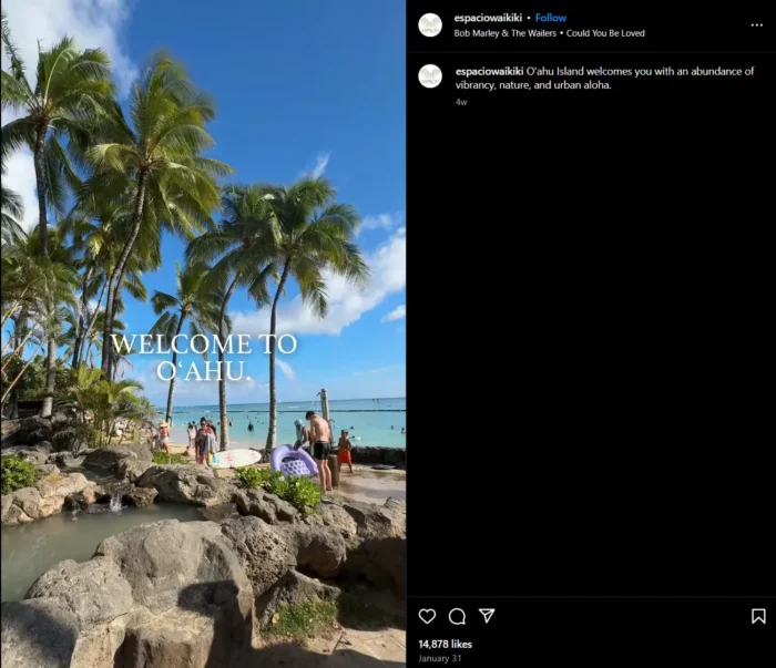 Espacio holiday brand Instagram example