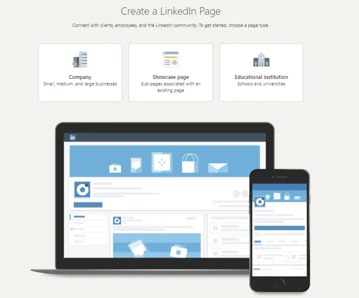 An infographic with instructions on how to create a Linkedin Page.