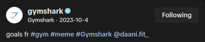 Tags from Gymshark on TikTok.