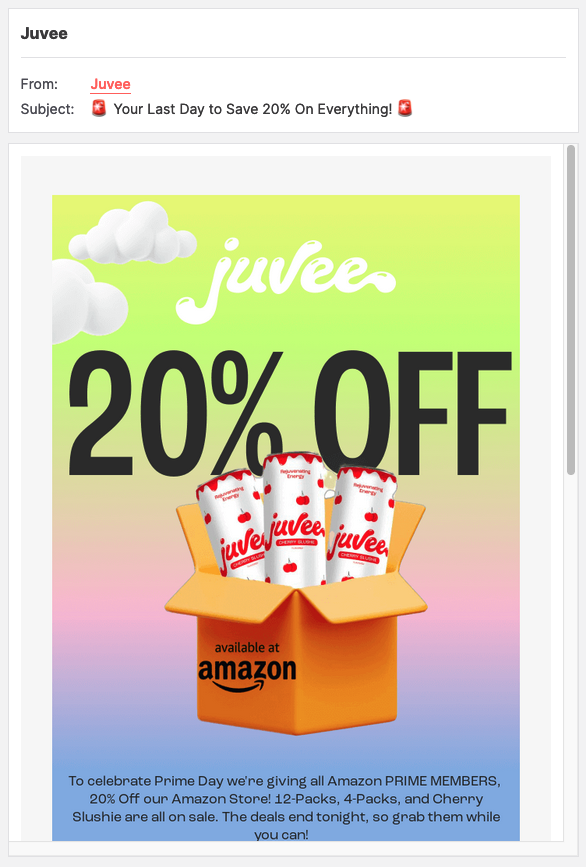 An email from Juvee.