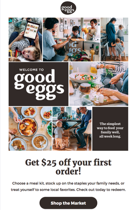 A Good Eggs marketing email.