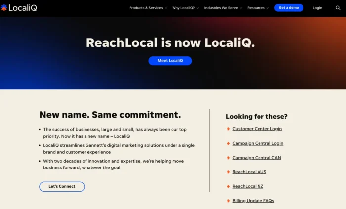 The LocalIQ homepage