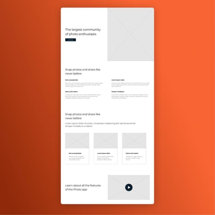 An example website wireframe.