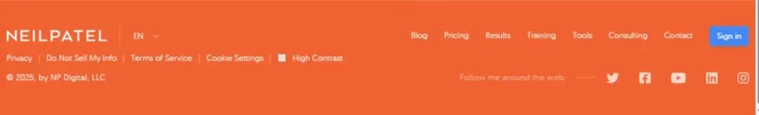The Neil Patel website footer.