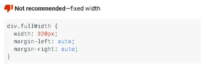 Code for a fixed-width column.