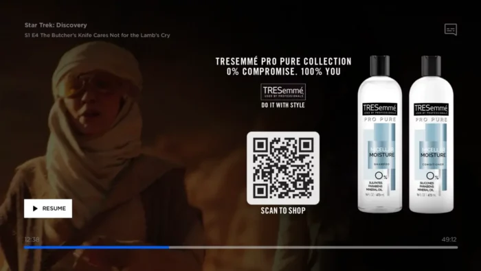 CTV ad format examples including pause and shoppable ads