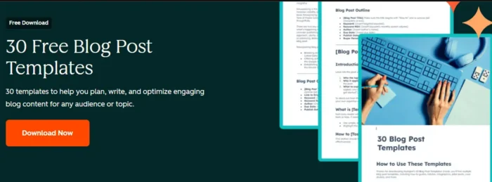 HubSpot's landing page for free SEO blog post templates 