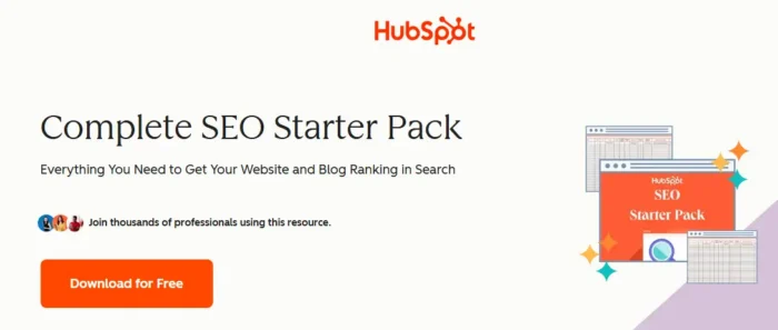 A free download for an SEO Starter Pack resource from HubSpot.