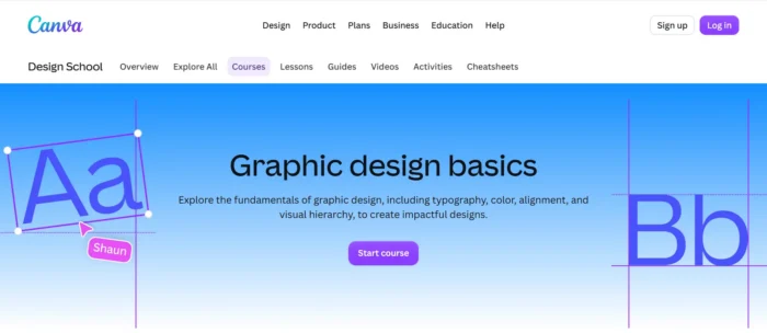 Canva’s landing page shows elements like headlines, graphics, and CTA buttons that are typically A/B tested to optimize performance and push visitors to take action. 