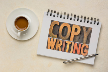 copywriting concept in wood type