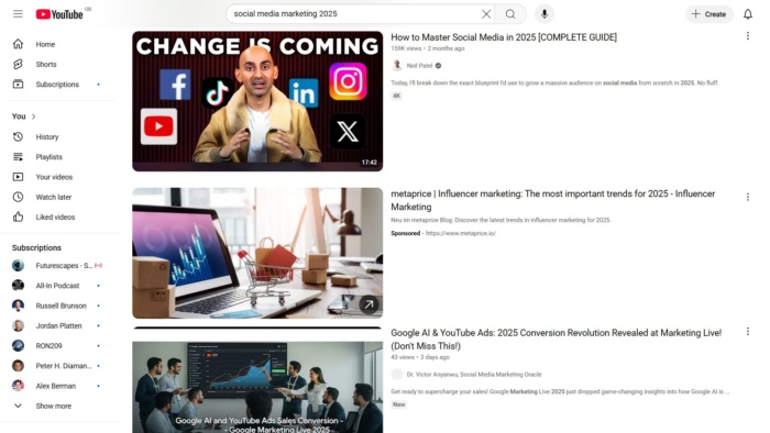 Results for Social Media Marketing 2025.