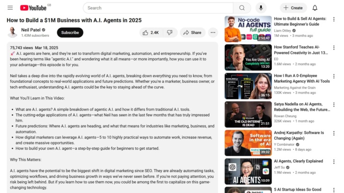 An example YT video description.