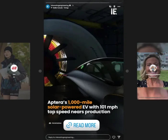 Interesting Engineering ad in an Instagram story. 