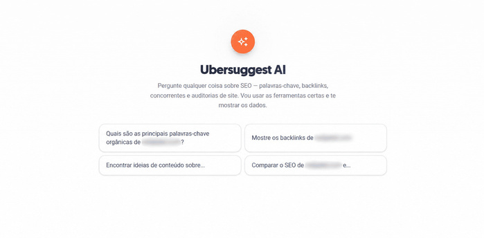 O Chat de IA da Ubersugest permite fazer perguntas sobre dados de SEO em linguagem natural.