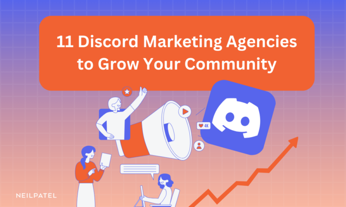 Illustration with Discord Bot and text that reads "11 Discord Marketing Agencies to Grow Your Community."