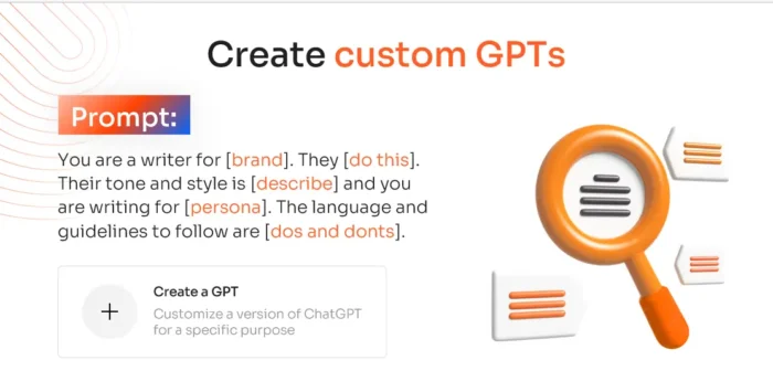 A graphic explaining how to create custom GPTs.
