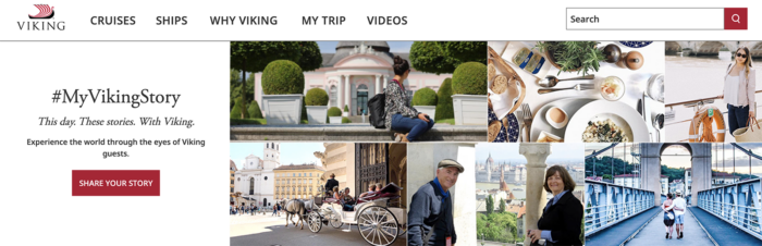 Viking River Cruises UGC portal that invites customers to share photos of their travels.