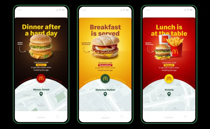 Geo-targeted McDonalds ads.