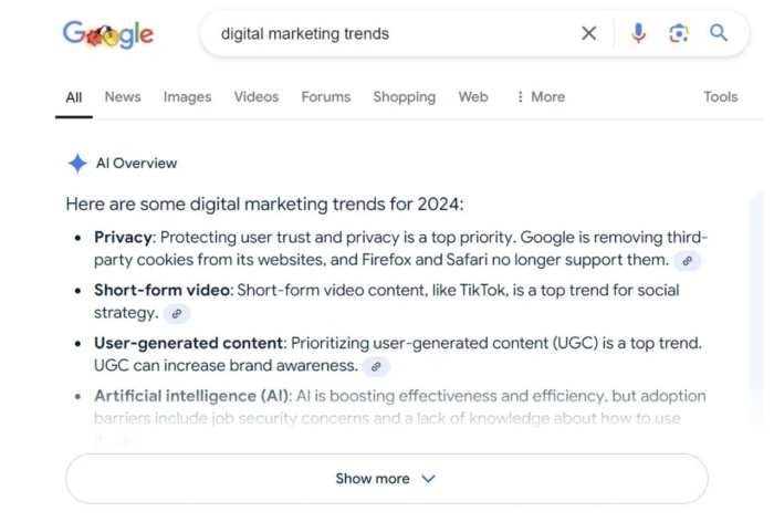 tendências para 2025: AI Overview na serp